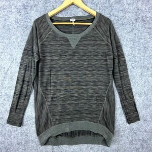 Splendid Sweater Womens Medium Green Grey Space Dye Raglan Long Round Neck